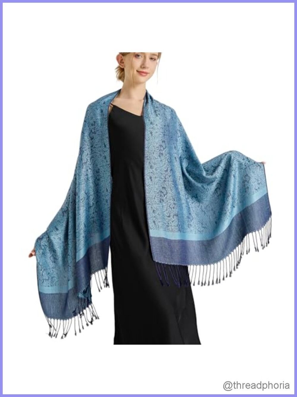 Silky Paisley Pashmina Shawl Wrap Double-Side Jacquard Women's Travel Scarf